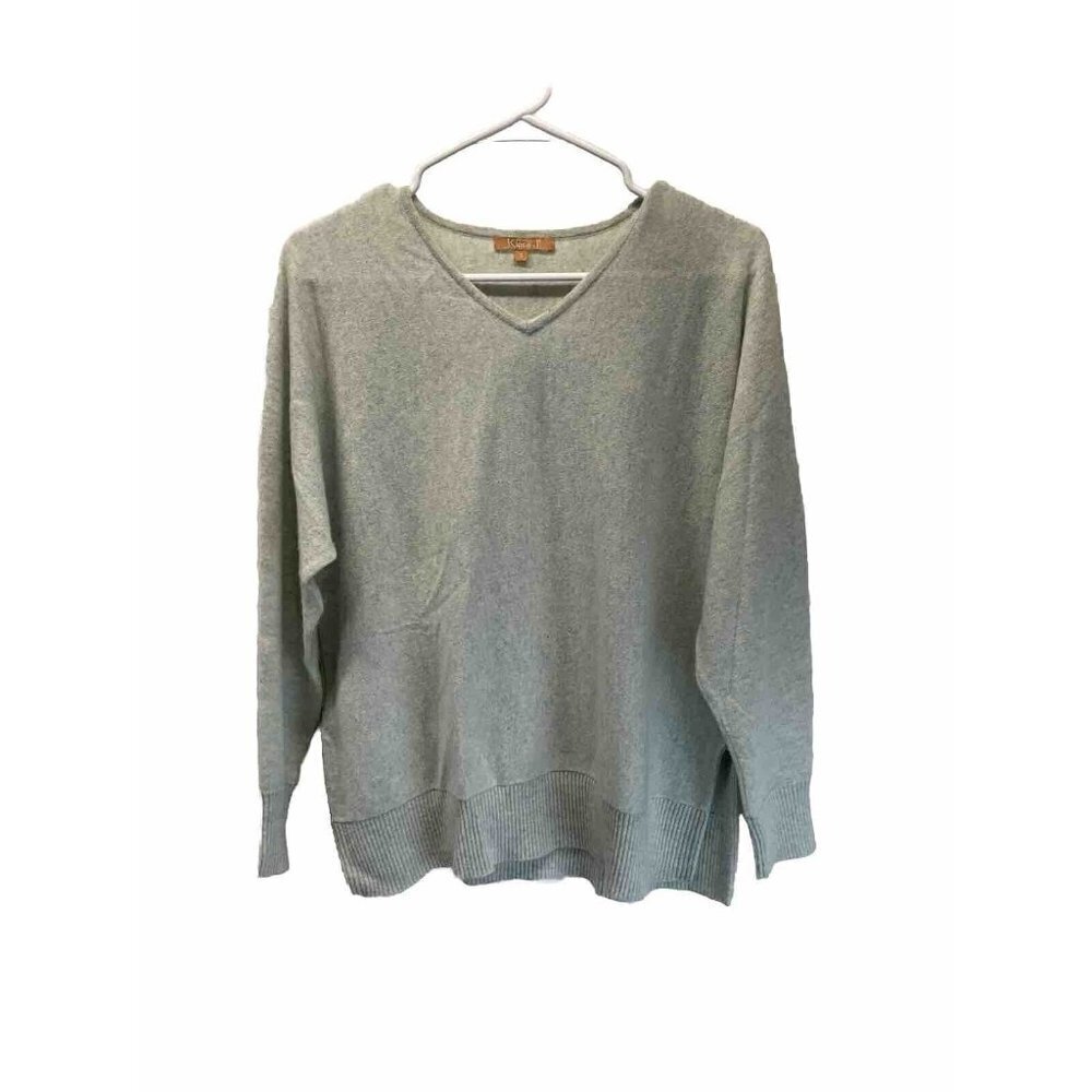 KIER + J Women's 100% Cashmere V Neck blue Sweater Size S